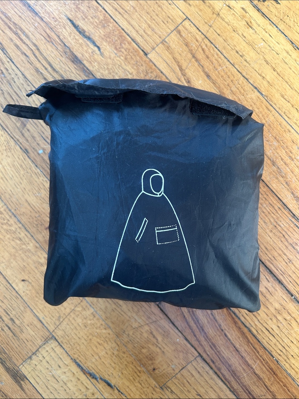Compact Black Packable Rain Poncho - Lightweight Travel Cover